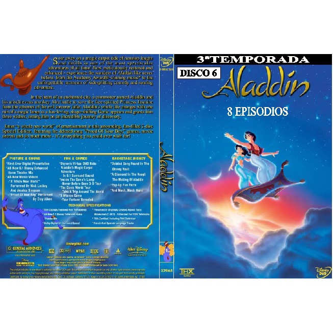 dvd,aladdin serie animada completo favor comprar de 13:00 as 22:00