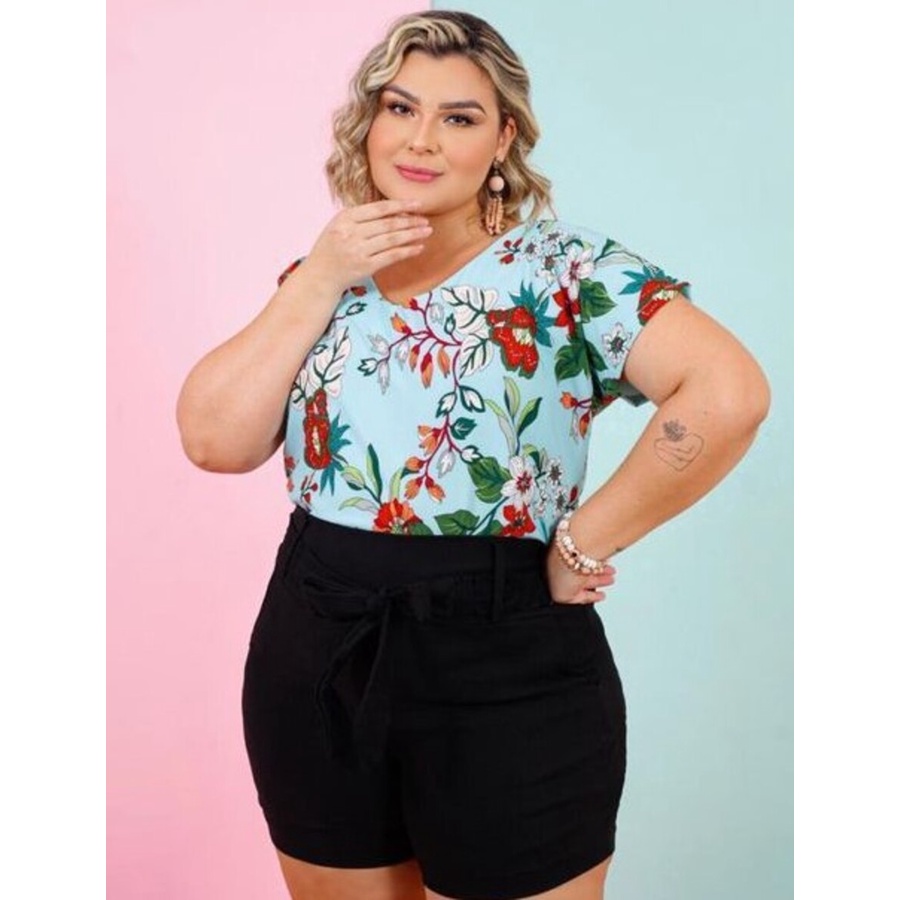 Short de store tecido plus size