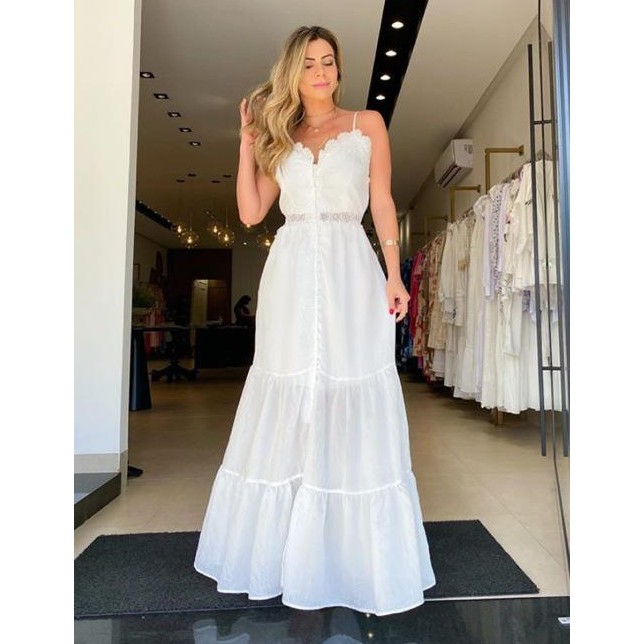 VESTIDO LONGO BRANCO | Shopee Brasil