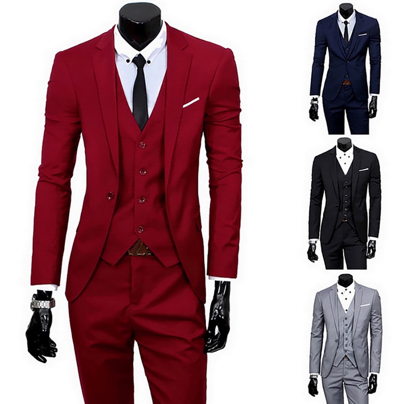 Conjunto de terno casual de negócios masculino de três peças