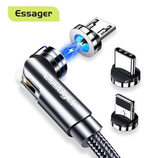 [Cabo Essager 540 Rotate Magnetic Micro USB Tipo C 1M/2M Para Carregador De Carregamento Rápido iP Android Telefônico