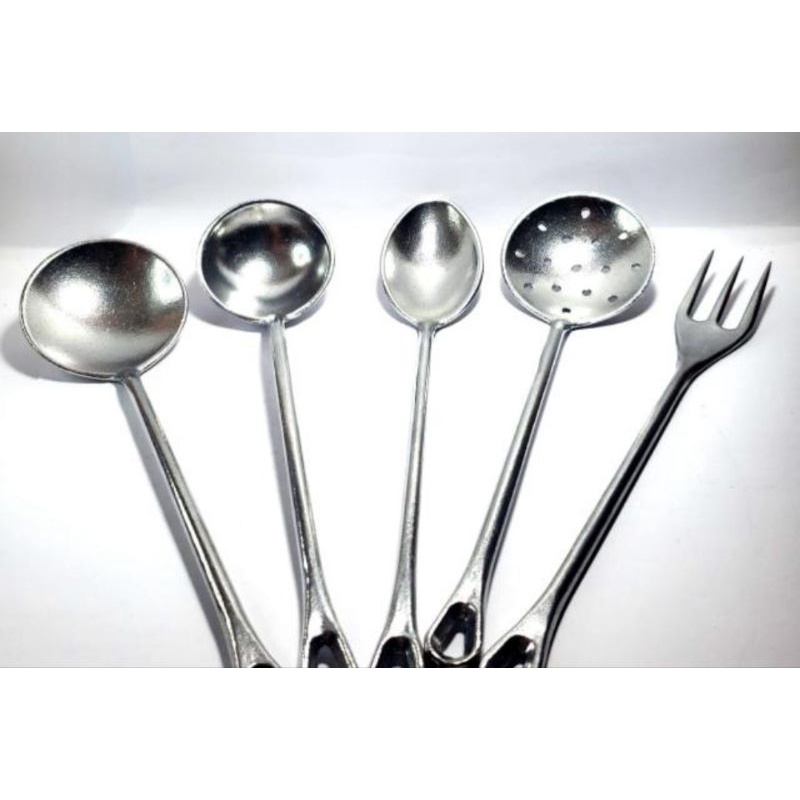 Colheres em alumínio batido kit com 5 un 32 cm de comprimento | Shopee ...