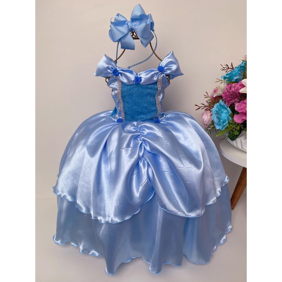 Vestido frozen fantasia infantil cinderela princesas menina
