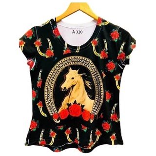Camiseta Roupa Country Feminina Cavalo Rosas Promocao