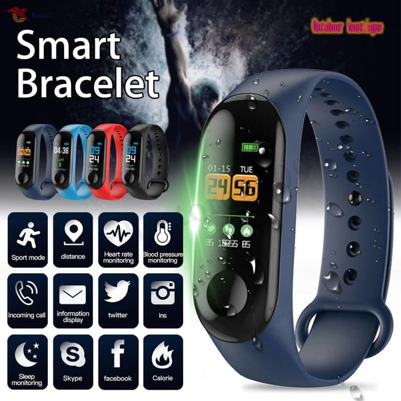 APP) Relógio Inteligente Smartband M3 Monitor Cardíaco Relogio Azul em  Promoção no Oferta Esperta