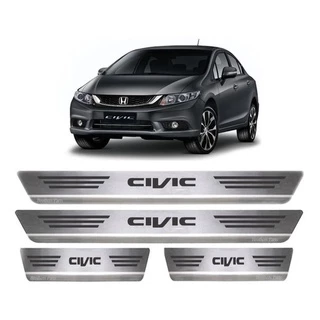Kit 4 Soleira Protetor Porta Aço Inox Escovado Civic 2016
