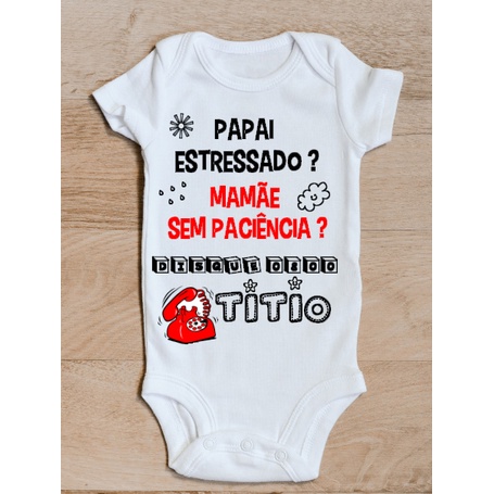 Body bebê personalizado frases Titio