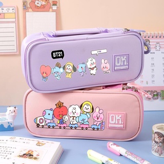 Estojo De Lápis Fofo Multilayer Anime Cartoon BTS Meninas Estudantes Papelaria Criativa Caixa De Grande Capacidade
