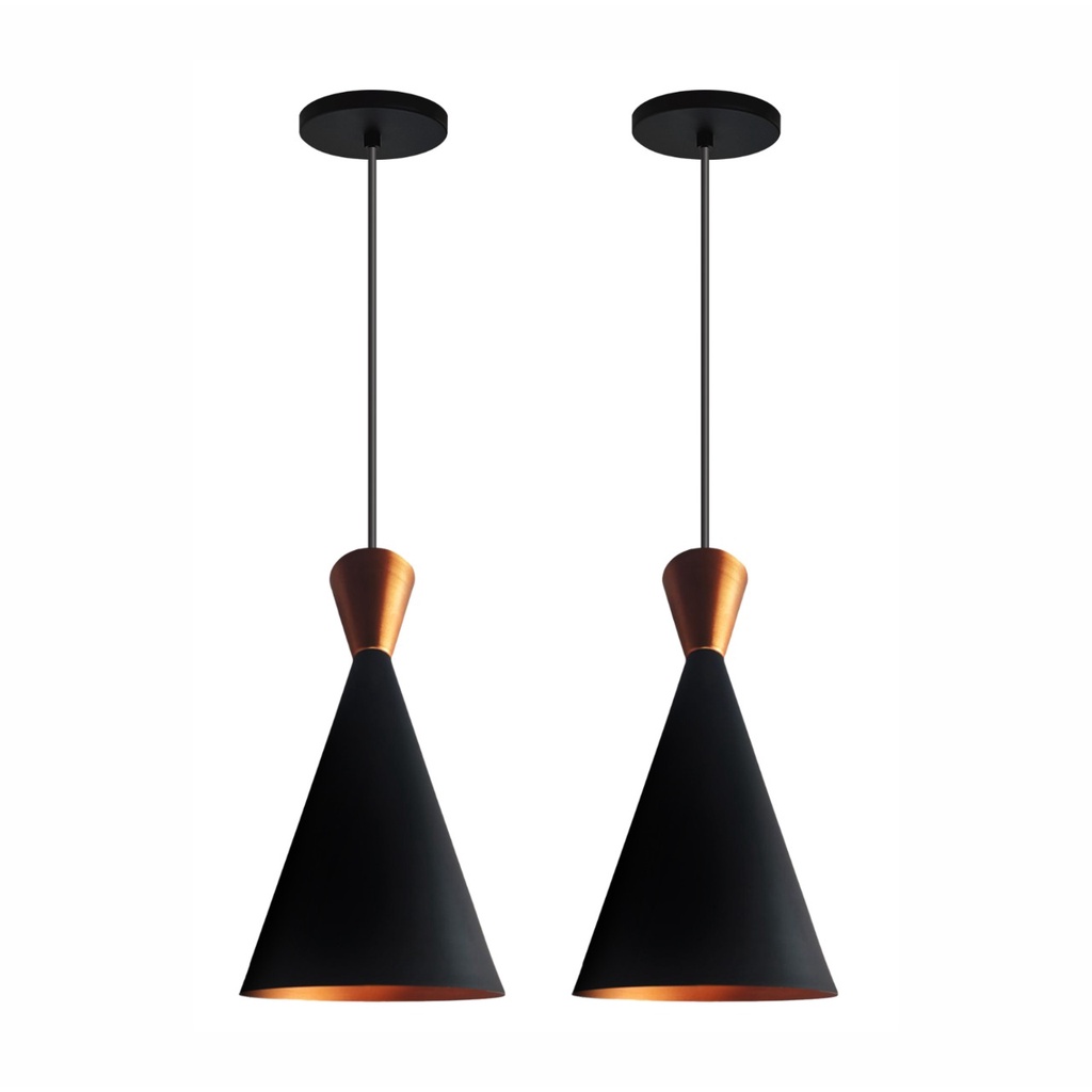 Kit 2 Luminárias Pendentes Cone Canadá Preto New City
