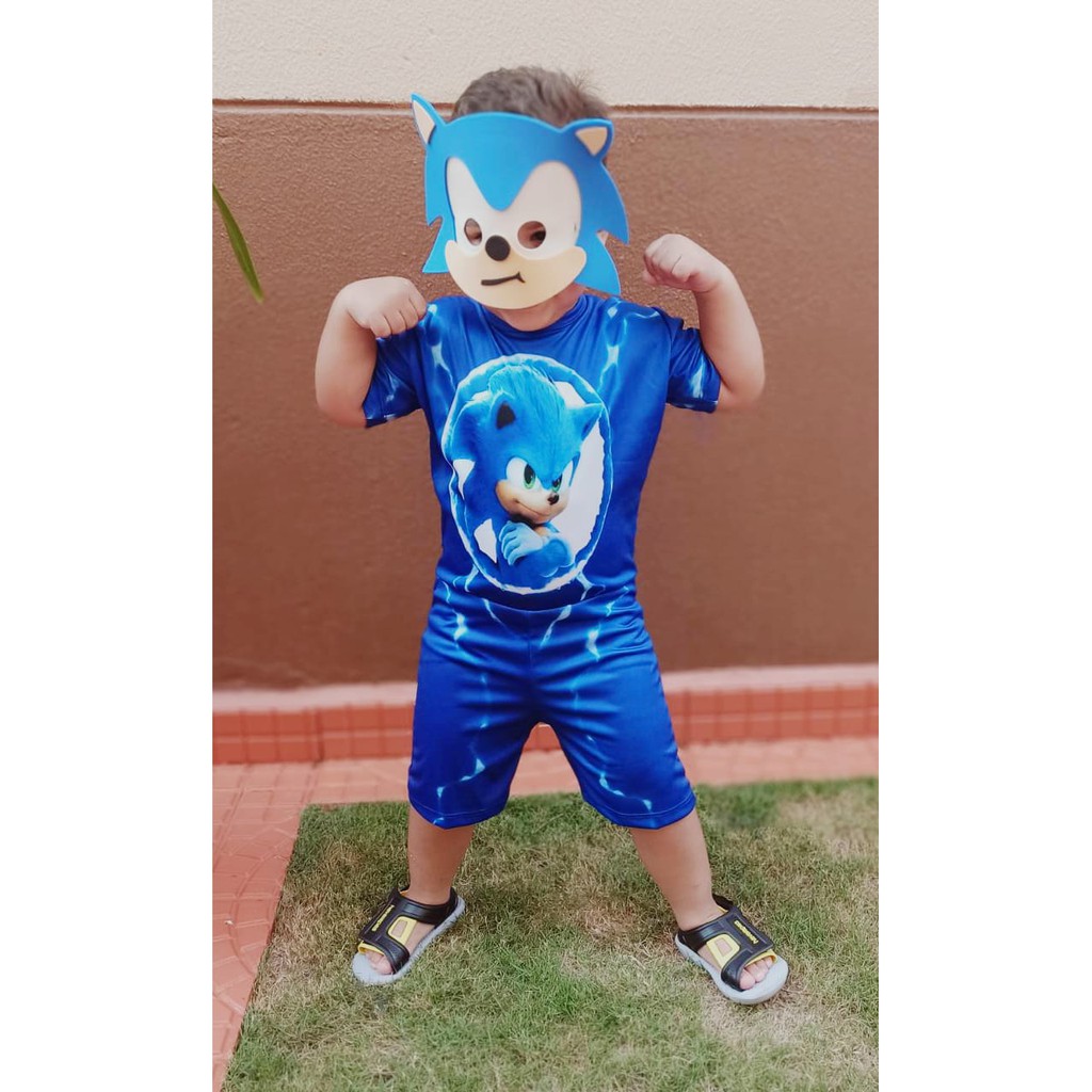 Fantasia Sonic Knuckles Echidna Infantil Com Máscara Longo