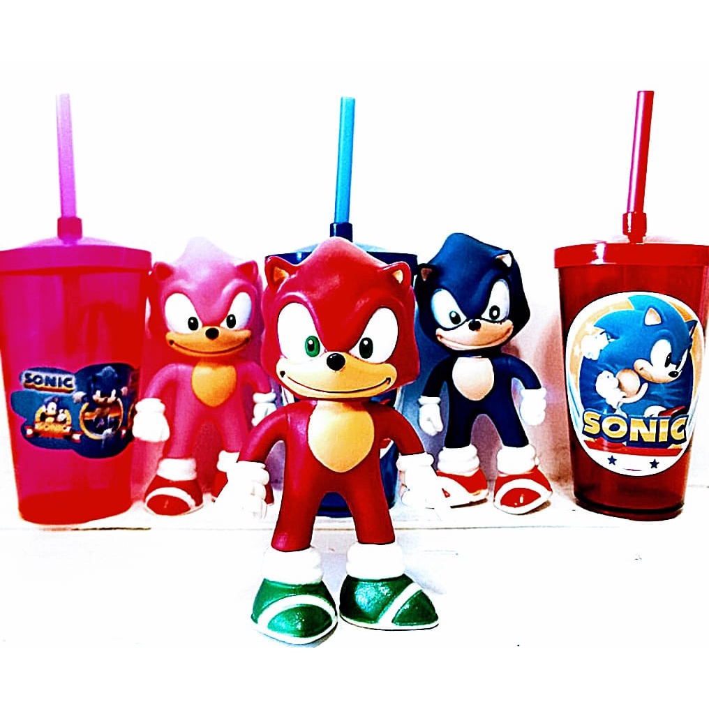 Kit Boneco Sonic Sega 15 CM + Copo Twister Coponudo 480 Ml -Hulk