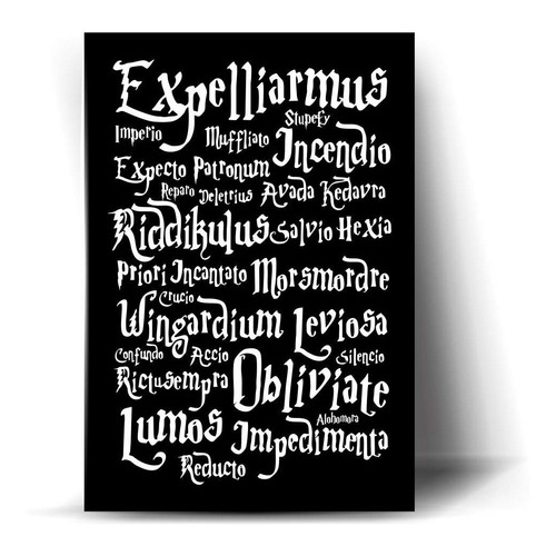 Placa Quadro Feitiços Harry Potter Hogwarts H150