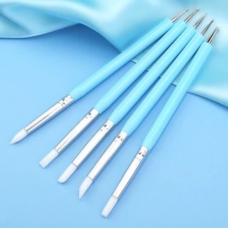 5 Caneta De Bolinha E Pincel De Silicone Com Duas Pontas Para Escultura De Arte De Unha