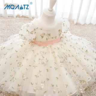 MQATZ Vestido De Primeiro Aniversário De Flor Para Meninas Vestidos De Princesa De Renda Baptismo Criança De 1-5 Anos