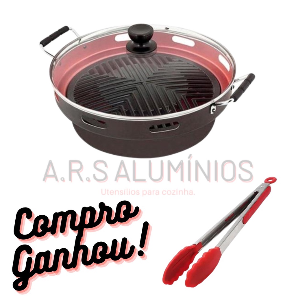 Churrasqueira De Fogão Grill Oriental Sem Oleo Sem Fumaça Cor Preto/Creme