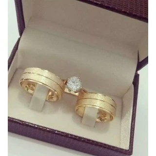Par Alianças casamento 8mm aço e Moedas Antigas Jateada Fosca Friso + Solitário