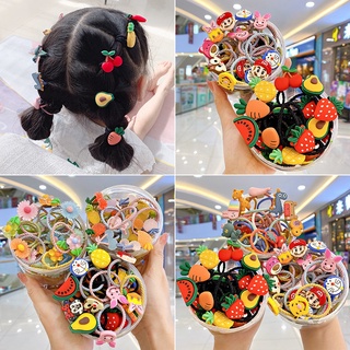 1 Set/Box Cute Cartoon Matte Cabeleireiro Fofo Infantil Corda Porta Rabo De Pônei Kawaii Flor Animal Design Frutas Princesa Gravatas Doce Moda Acessórios Para Bebê Menina