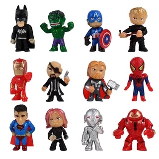 12 Pçs/Set Nova Versão Q Brinquedos Mini Os Vingadores Figuras Homem De Ferro-Aranha Batman Hulk Thor Figura De Ação Mod em Oferta na Shopee