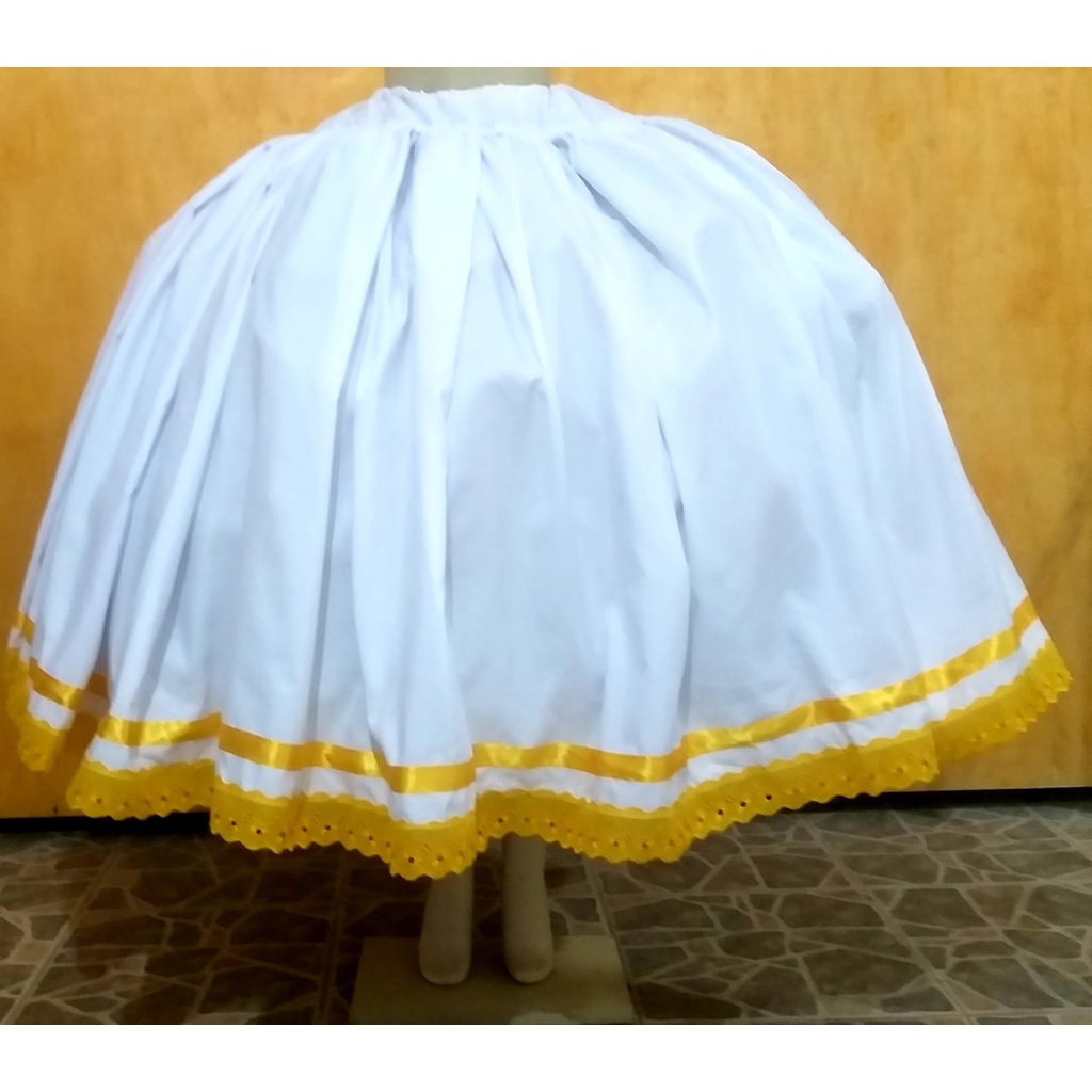 SAIA DE MICROFIBRA BRANCA COM BORDADO INGLÊS E FITA DE CETIM N° 3- UMBANDA  E CANDOMBLÉ