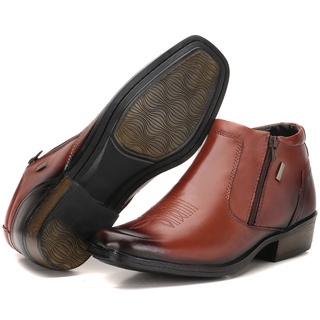 Calçado Bota Masculina Country Social em Couro Confortável Botina Keffor