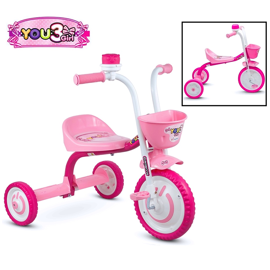 Triciclo Motoca Infantil Menina You Girl Rosa Aro 5 Nathor - Ri Happy