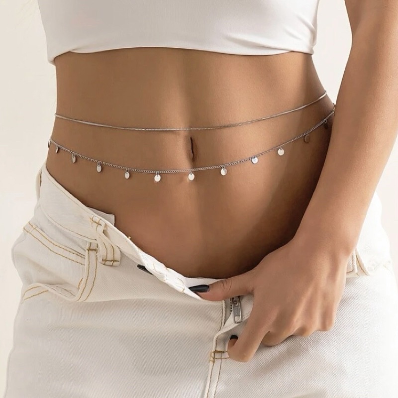 BODY CHAIN / corrente / colar de cintura prata - acessório brilhoso -  tendência nas redes sociais