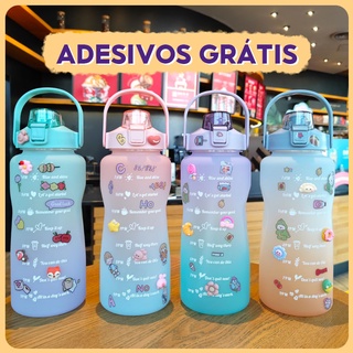 Garrafa De Água Portátil Cor Gradiente De 2000ml Com Escala Por Tempo