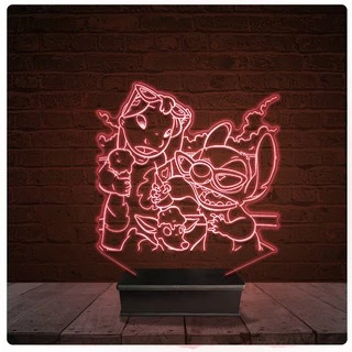 Abajur Luminária Acrílico Led - Lilo e Stich 01 Presente