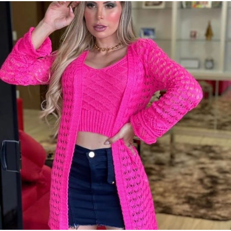 Conjunto Cropped e Cardigan Tricot: Onde Comprar | BuscaProdutos