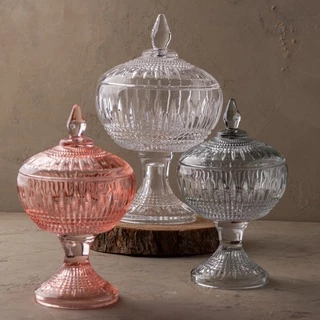 Potiche Bomboniere Decorativo Cristal com Pé Queen 14 cm x 22 cm Diversas Cores Wolff