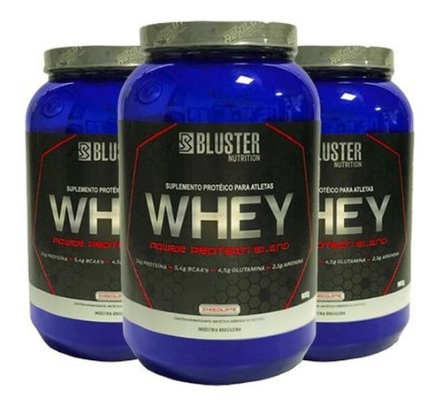 Kit 3 Whey Protein Power 900g Bluster Nutrition –