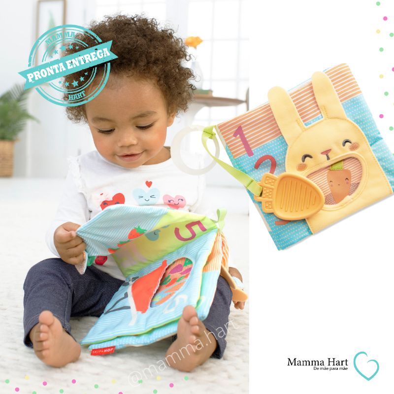 Livro de atividades Skip Hop, livro sensorial, livro bebê, texturas