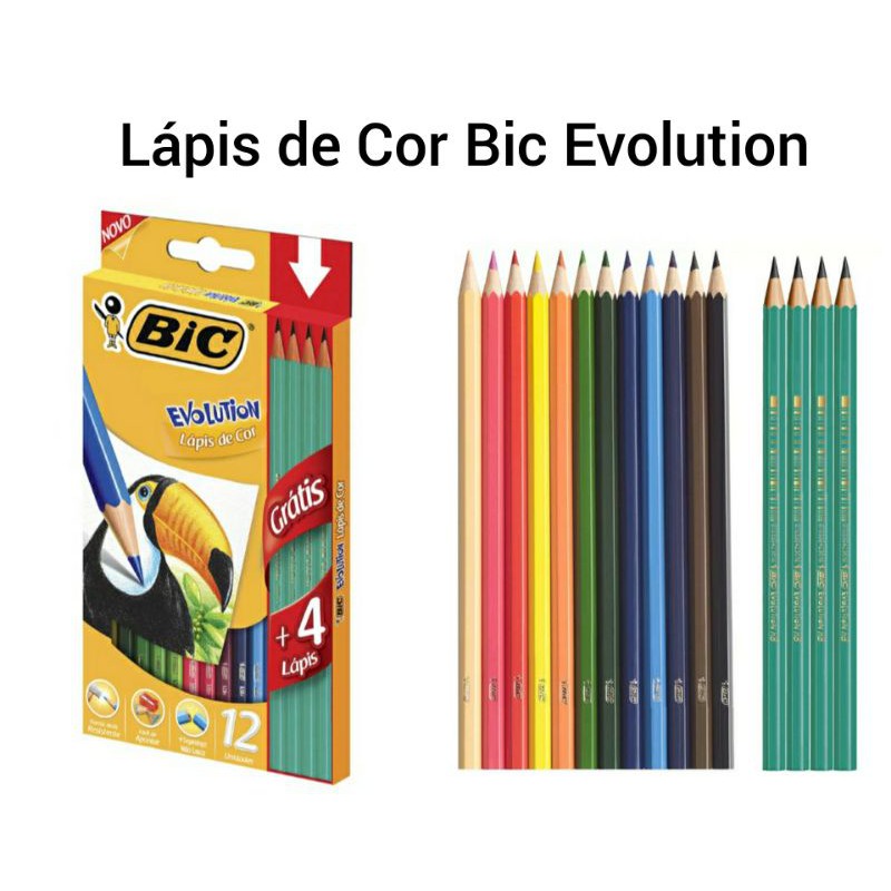 Lápis de Cor Bic Evolution c/12 Cores+4 Lápis de Escrever