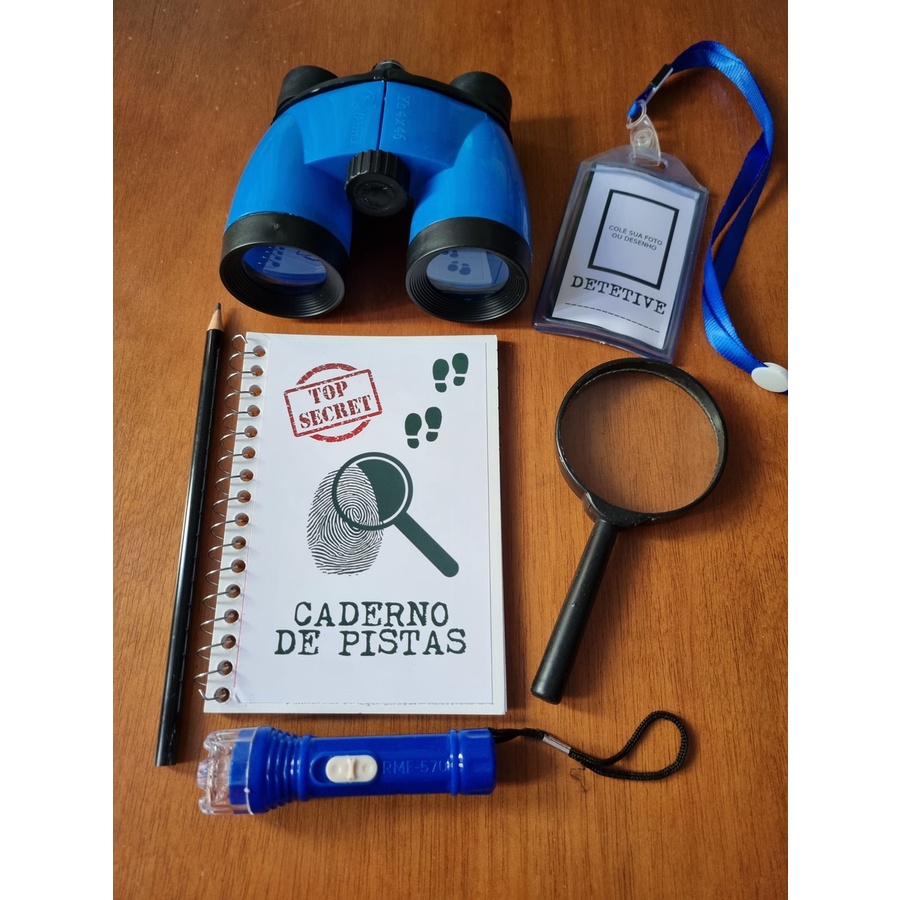 Kit Detetives Binóculo Lupa Lanterna, Crachá e Caderno | Shopee Brasil