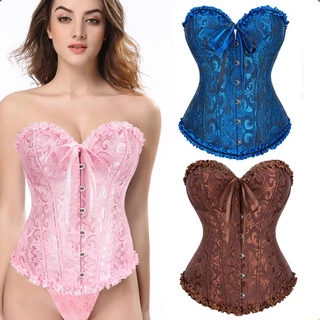 Espartilho Bordado Jacquare Brocado De Cores Misturadas Plus Size