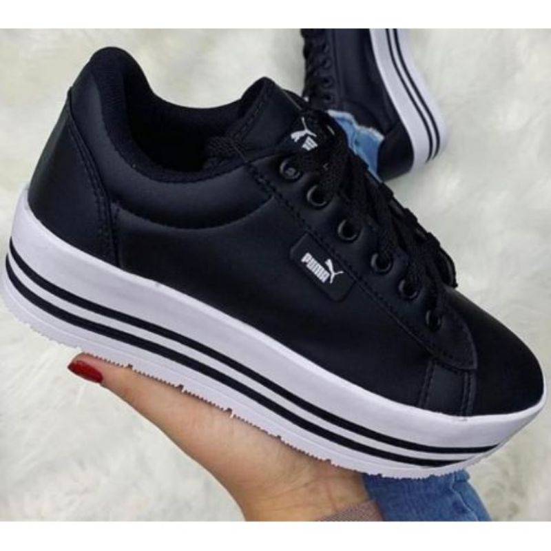 Tenis preto feminino store delicado