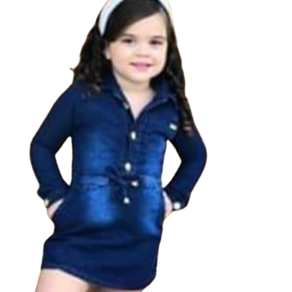 Vestido manga best sale longa jeans infantil