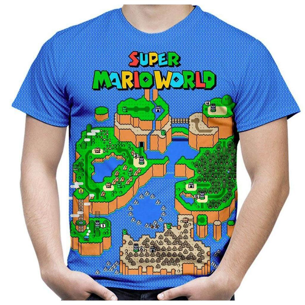 Camiseta Masculina Jogo Super Mario World Estampa Hd Md04