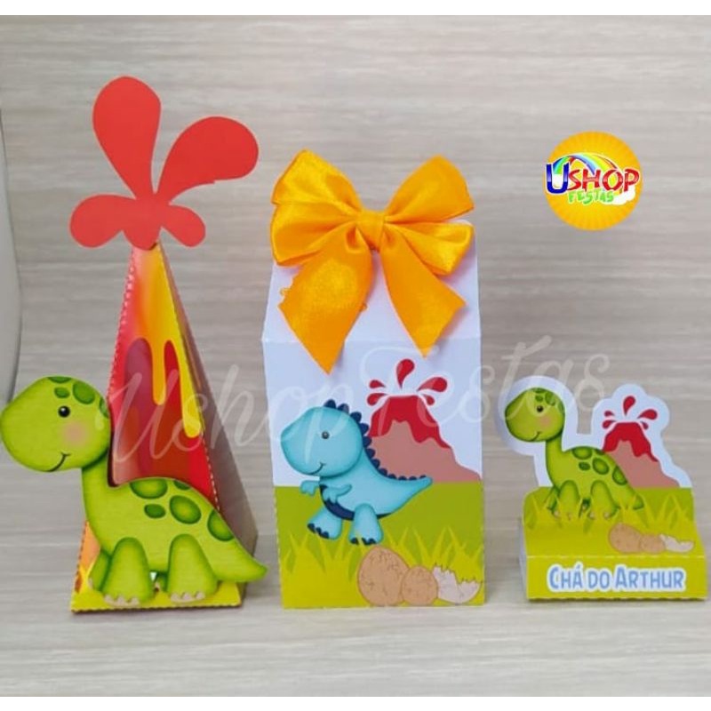 kit Cone , Caixa Milk e Porta Bis Dinossauro Baby c/10 unidades de cada ...