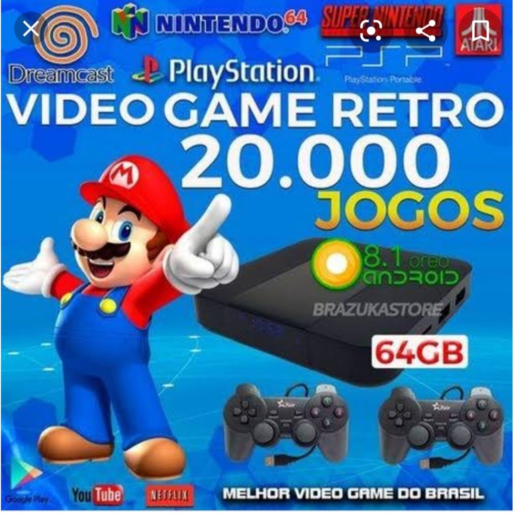 Video Game Retro Box 64GB com 120 Mil jogos 02 controle sem fio -  BrazukaStore