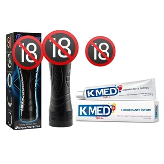 Kit Vagina Masturbação Em Formato Lanterna Com Vibração + Lubrificante Intimo K-med 50g