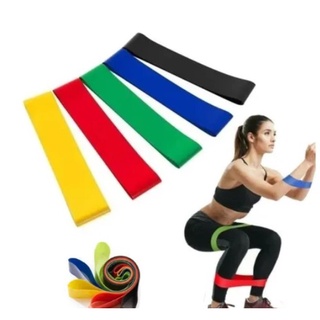 Kit 5 Faixa Elástica de Resistência Mini Band para Treino Yoga Pilates Treino Academia Musculação