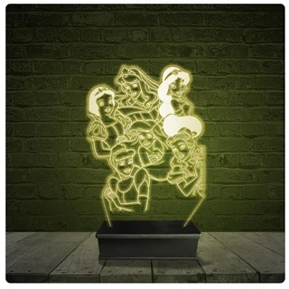 Led Luminária Acrílico Abajur - Princesas Da Disney 01