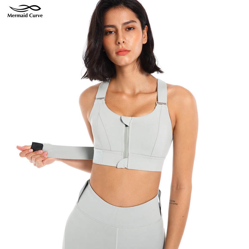 Sutiã Esportivo Com Zíper Frontal Tamanho Plus Size 5XL Velcro Ajustável Para Fitness/Yoga/Todos Os Emajustado