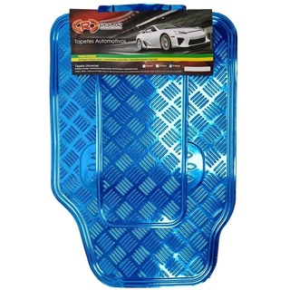 Tapete Automotivo Metalizado Azul Carpete Para Carro Colorido Borracha Ecológica Impermeável Acessório Jogo Completo 5 Peças Todas As Marcas e Modelos Creta Elantra Voyage Golf Amarok Chevette Monza Corsa Classic Cruze Opala Ômega