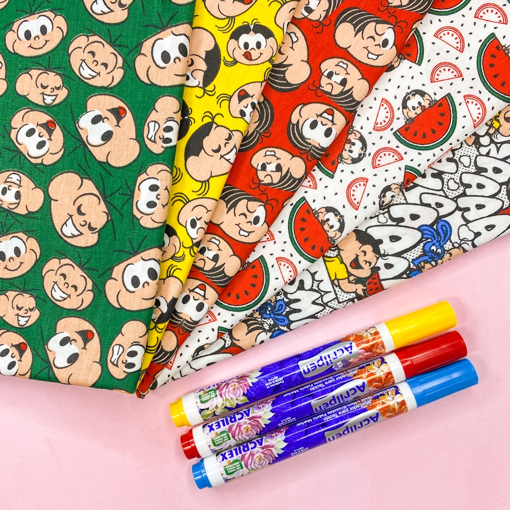 Tecido Tricoline Turma da Mônica 100% Algodão 50 cm x 1.50 metro - Patchwork / Artesanato