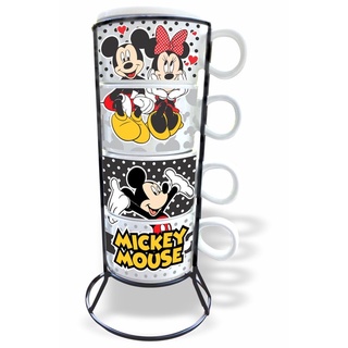 Jogo Torre Com 4 Canecas Empilháveis Mickey Mouse Xícaras Café