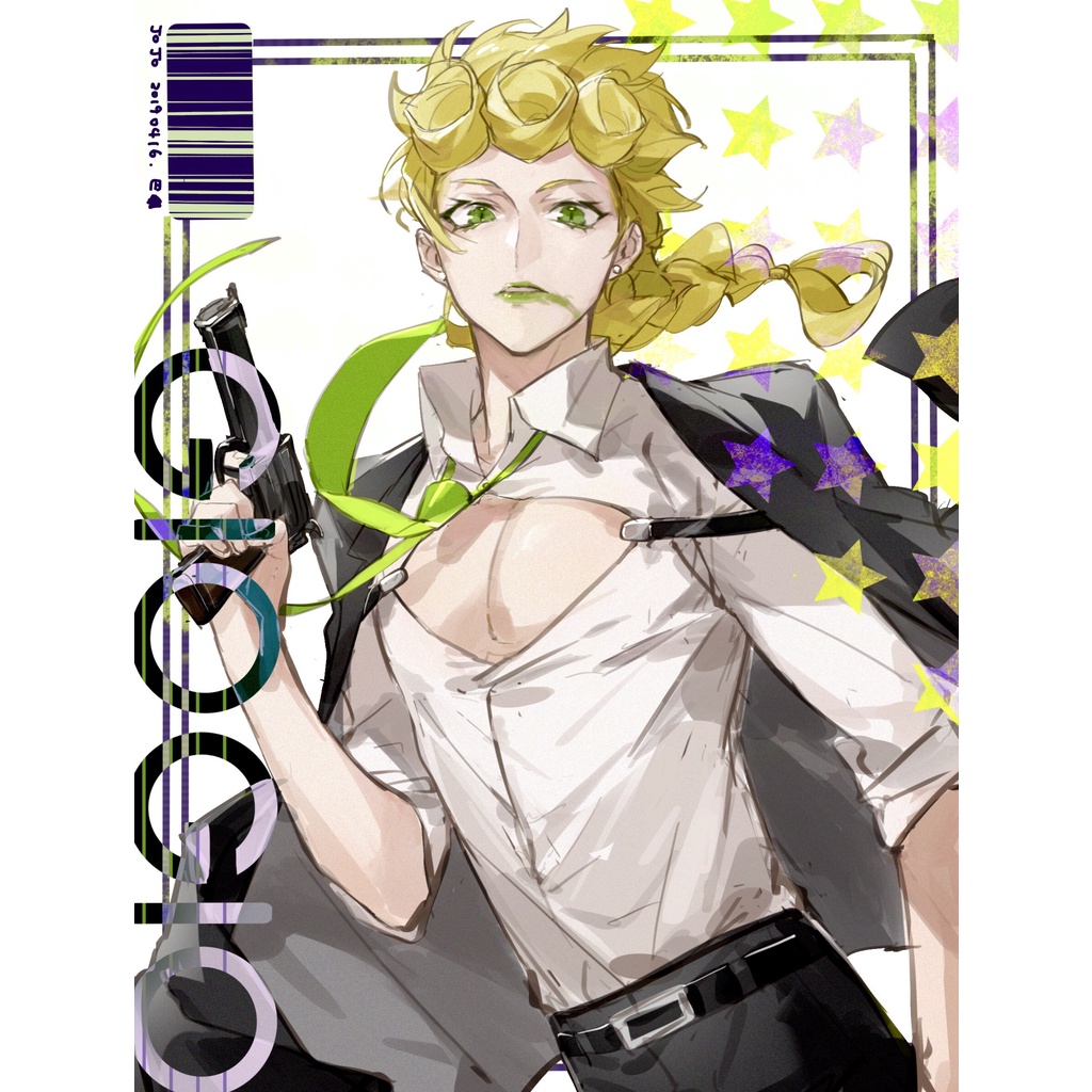 Placas holográficas Decorativas - Giorno Giovanna - Anime Jojo's