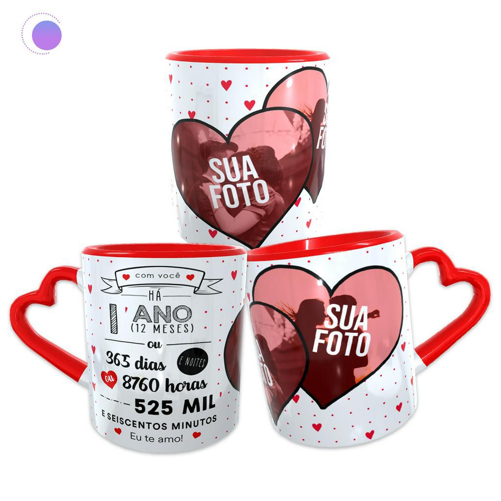 Caneca Dia Dos Namorados Com Você Há 1 Ano De Namoro Noivado Casamento ...