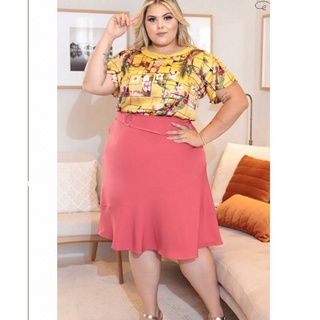 Saia Godê Courino Pink - Plus Size